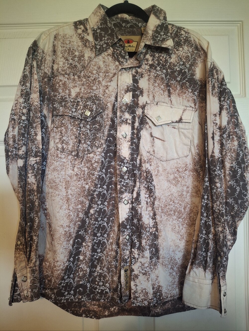 LARRY MAHAN Men's Western Pearl Snap Long Sleeve Shirt